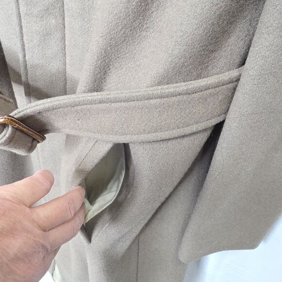 Vintage Wool Campus Trench Coat Lined Button Up Belt Brown Men's Sz 40 Made USA - Picture 10 of 16